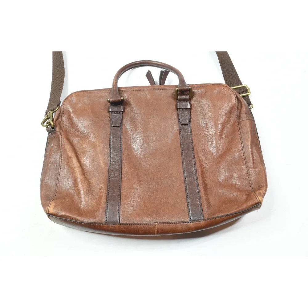 Fossil Evans Workbag Brown Leather Shoulder Strap Adjustable Commuter Travel